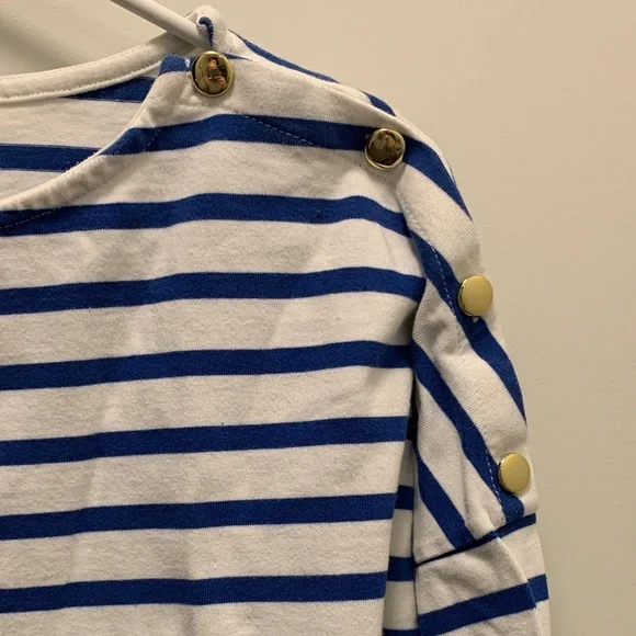 Striped Blue and White Long Sleeve Top - Picture 2 of 5